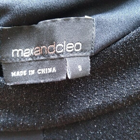 maxandcleo  Black Lurex & Matte Black Cocktail Dress Wide Band Collar . - Picture 4 of 8